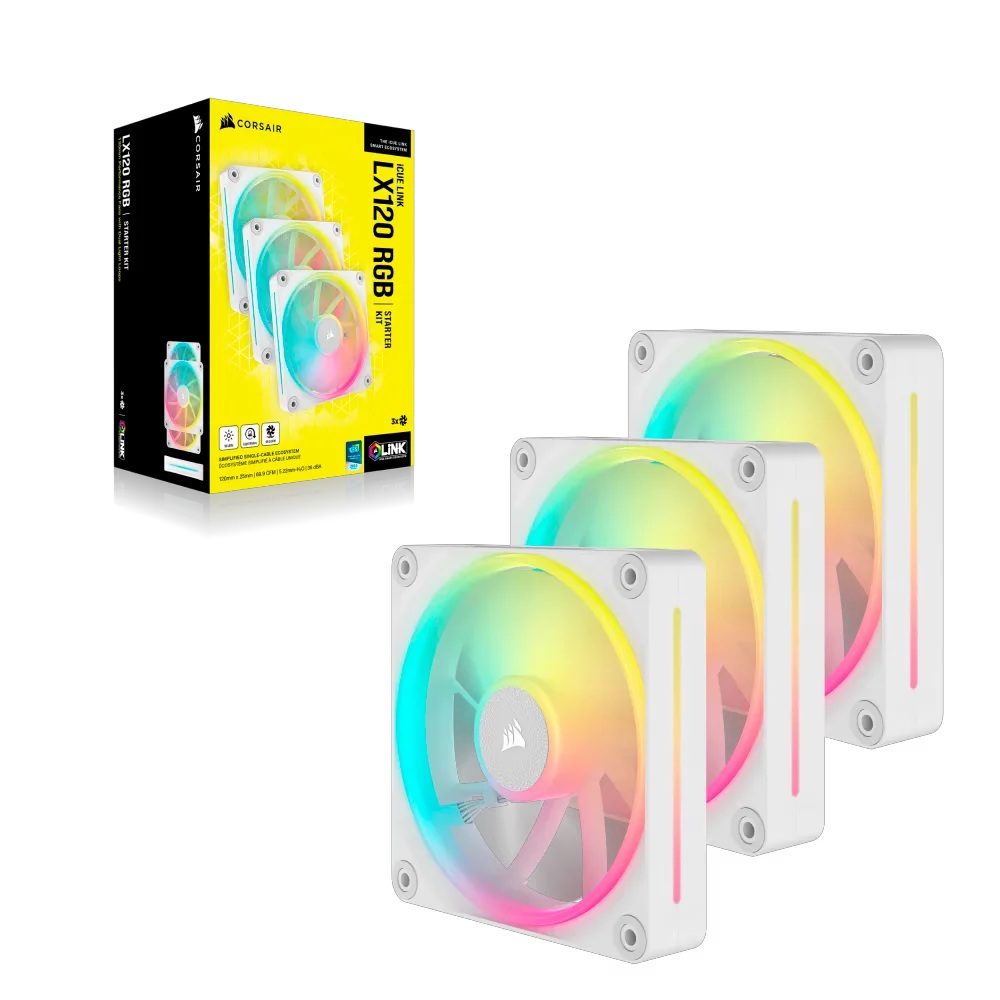 FAN CORSAIR LX120 PACK X3 BLANCO RGB