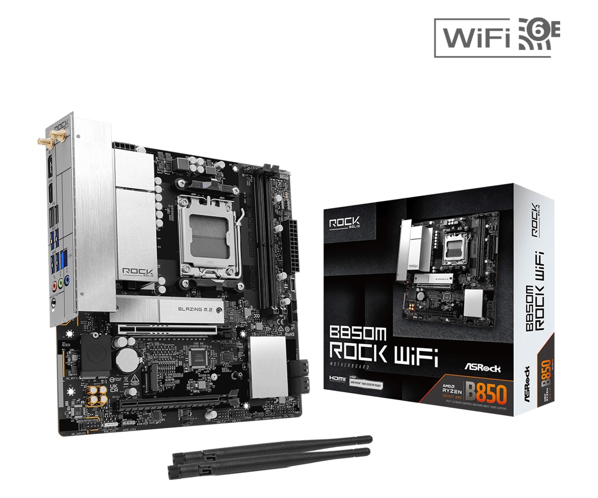 MOTHERBOARD AM5 ASROCK B850M ROCK WIFI