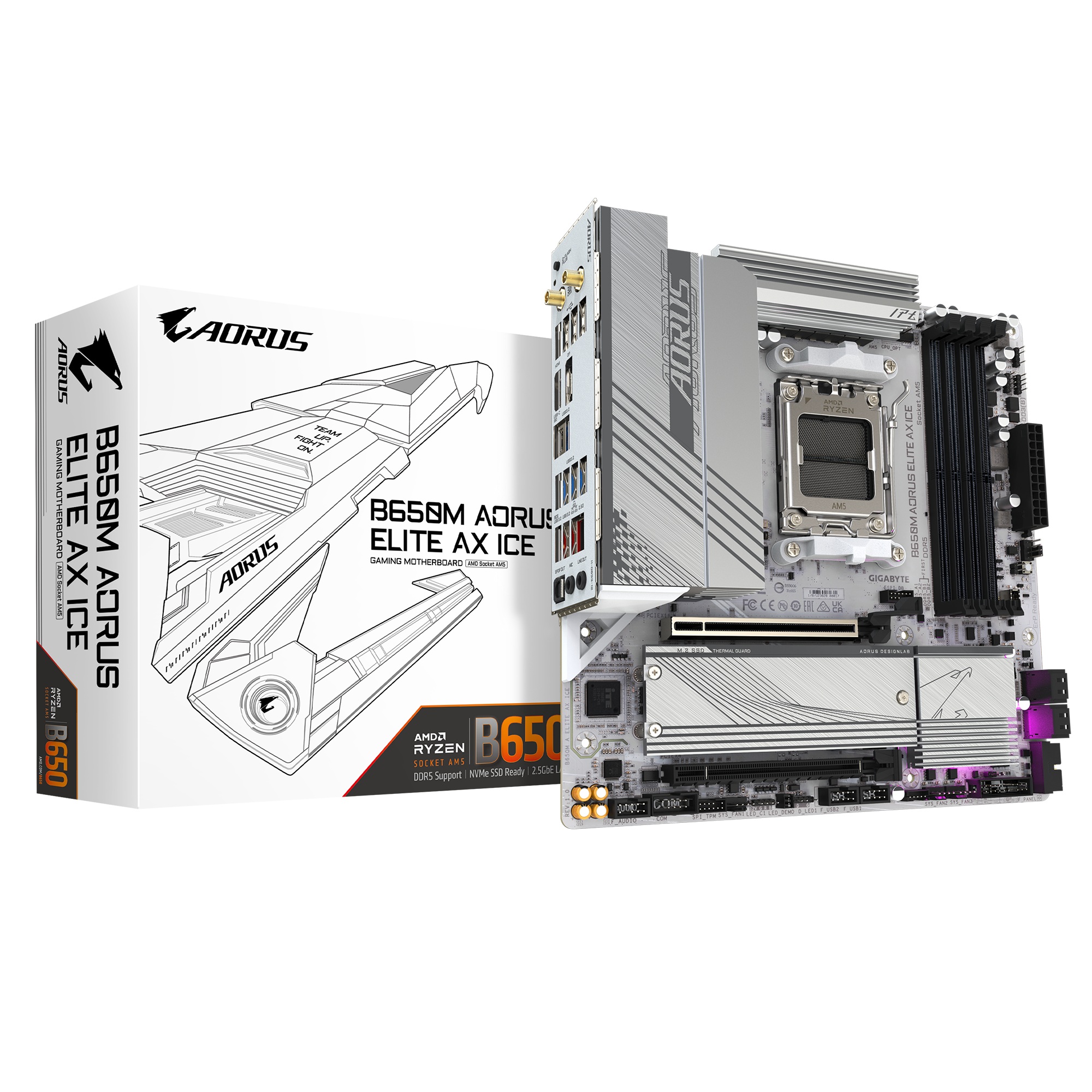 MOTHERBOARD AM5 GIGABYTE AORUS B650M ELITE AX BLANCO
