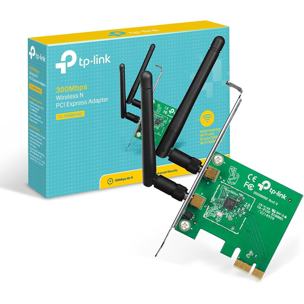 Adaptador Wifi PCIe Tp-Link WN881ND 2.4Ghz 300Mbps - https://dinobyte.ar